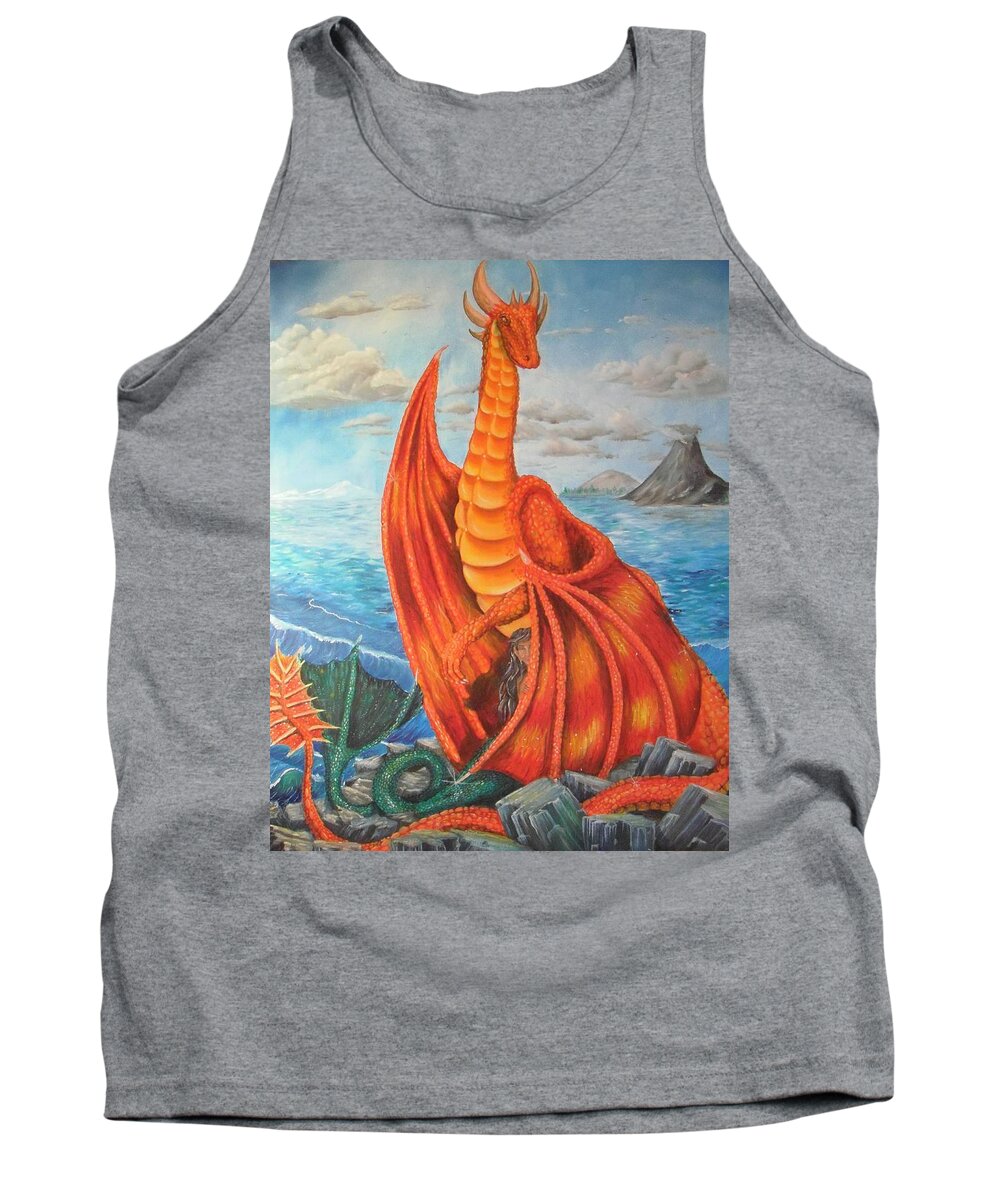 Dragon Tank Top featuring the painting Sea Shore Pair by Nicole Angell