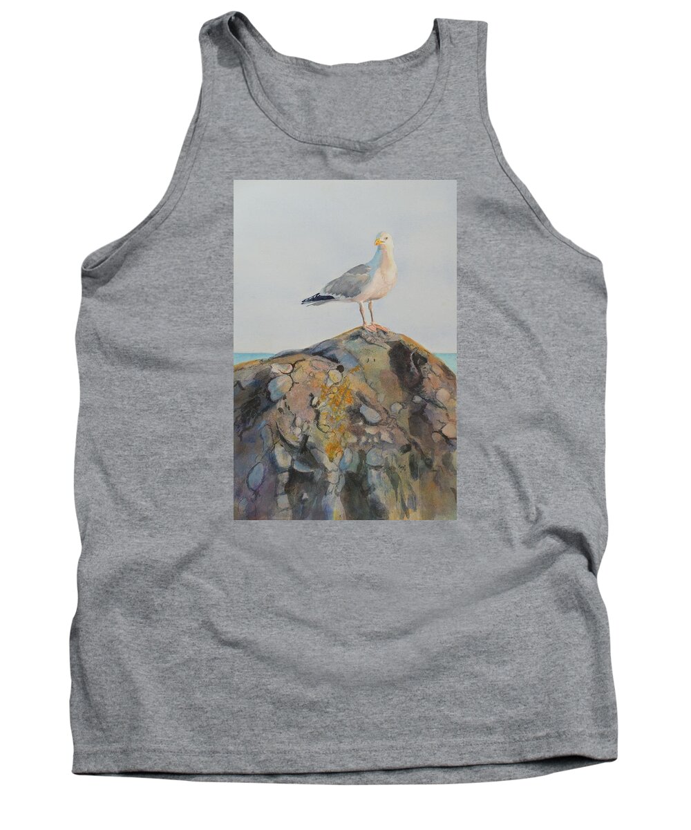 Brenton Point Tank Top featuring the painting Herring Seagull Brenton Point Newport RI by Patty Kay Hall