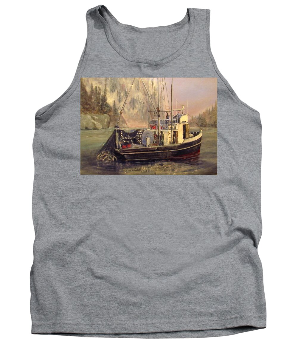 Seascape Tank Top featuring the painting Seiner Full Purse by Wayne Enslow