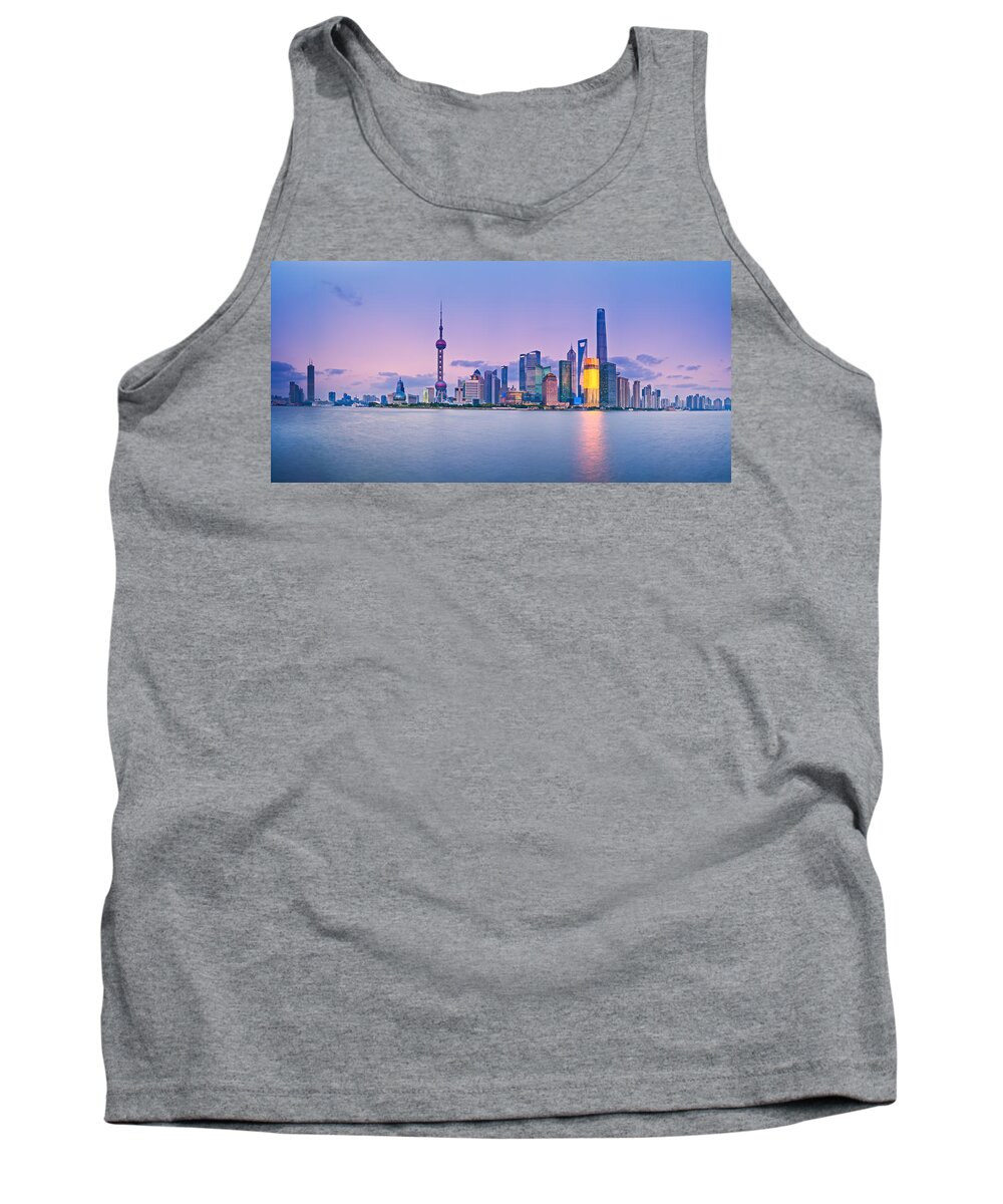 Architecture Tank Top featuring the photograph Shanghai Pudong Skyline by U Schade
