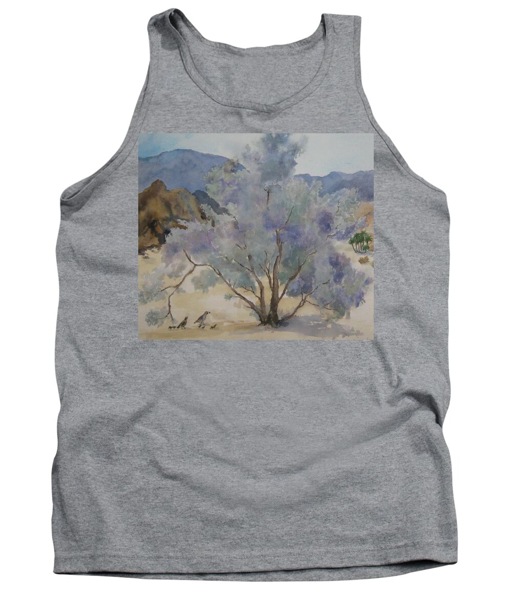 Smoketree Tank Top featuring the painting Smoketree in Bloom by Maria Hunt