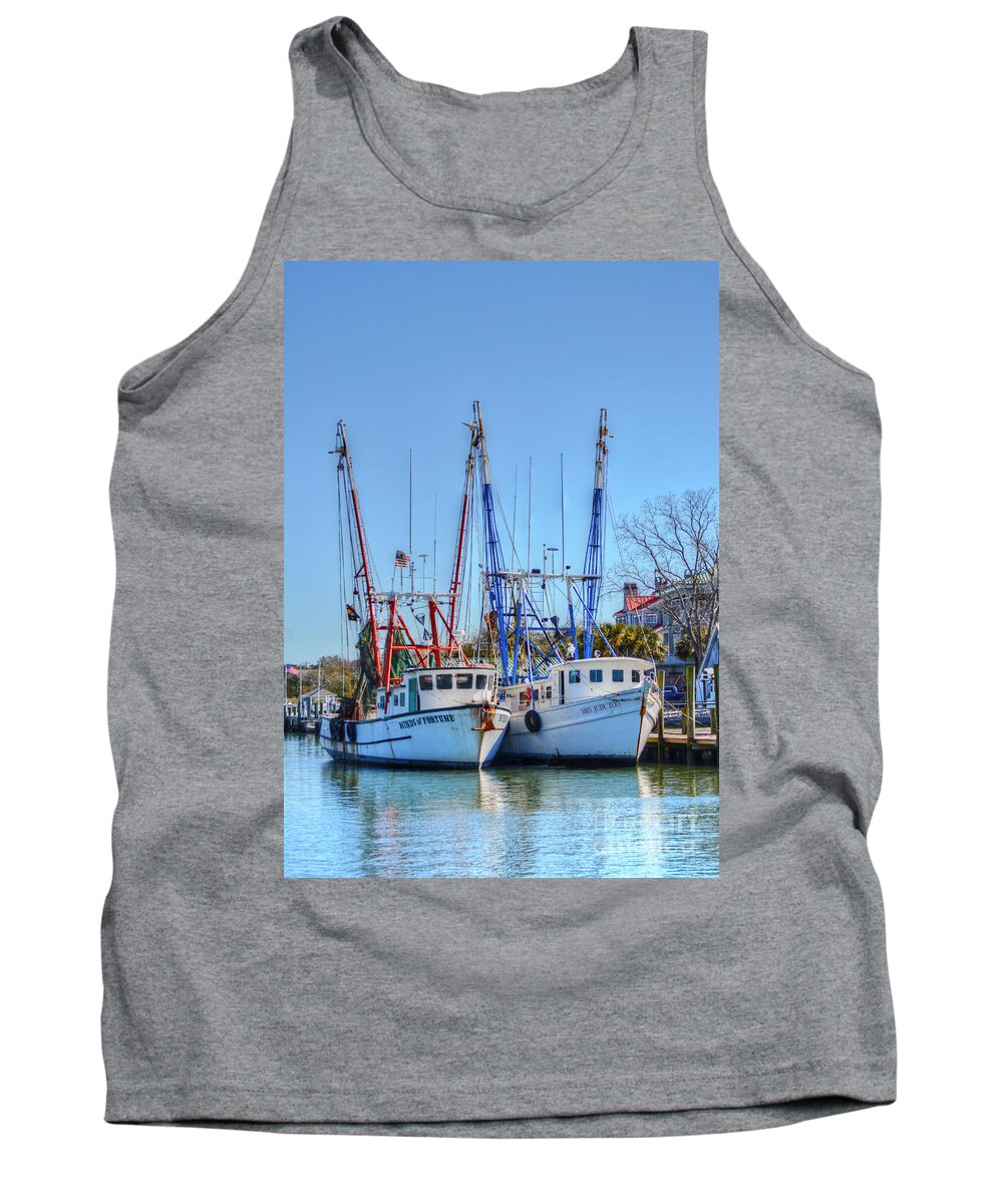 Scenic Tank Top featuring the photograph Shem Creek Shrimp Boats by Kathy Baccari