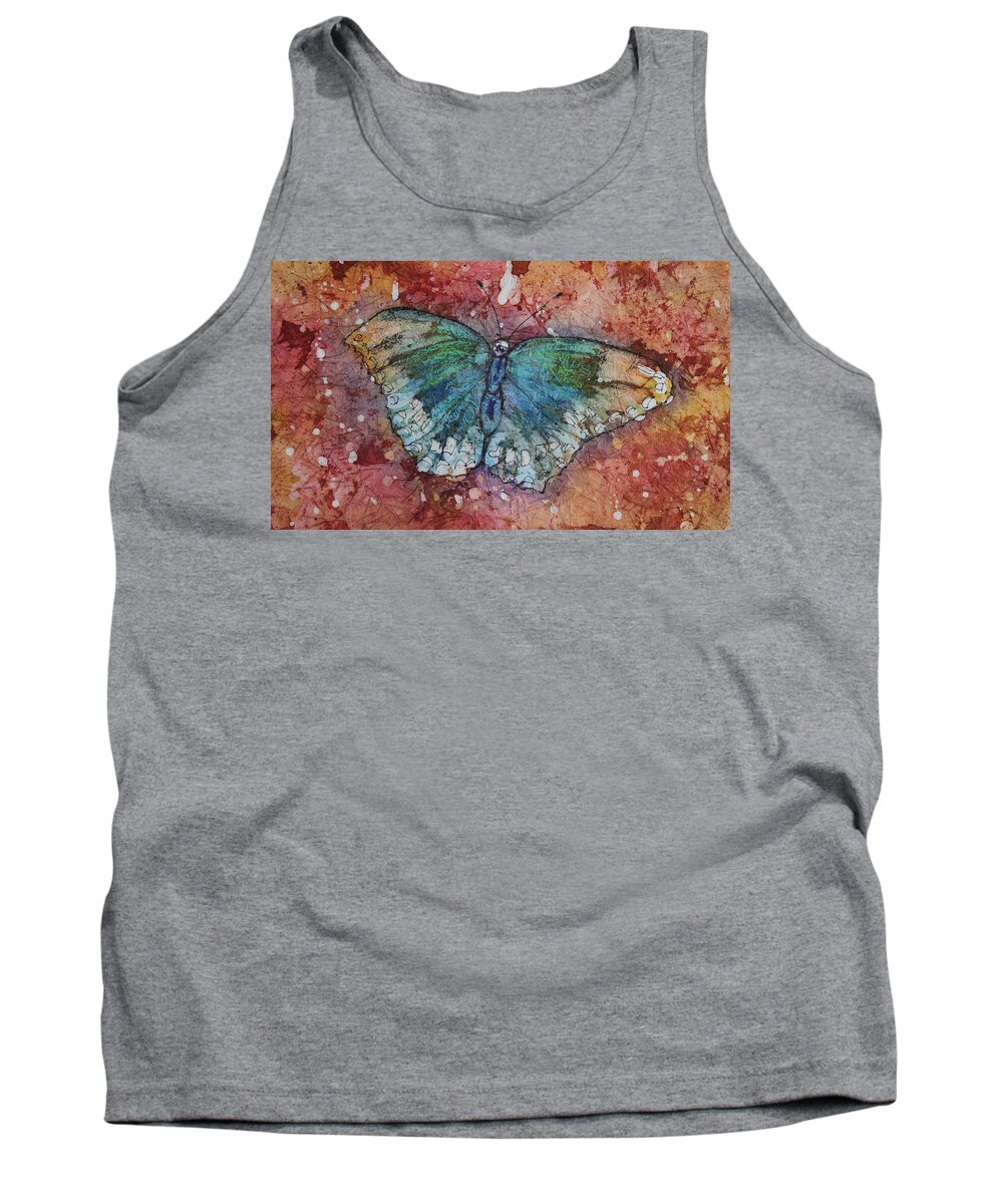 Butterfly Tank Top featuring the painting Shimmer wings by Ruth Kamenev