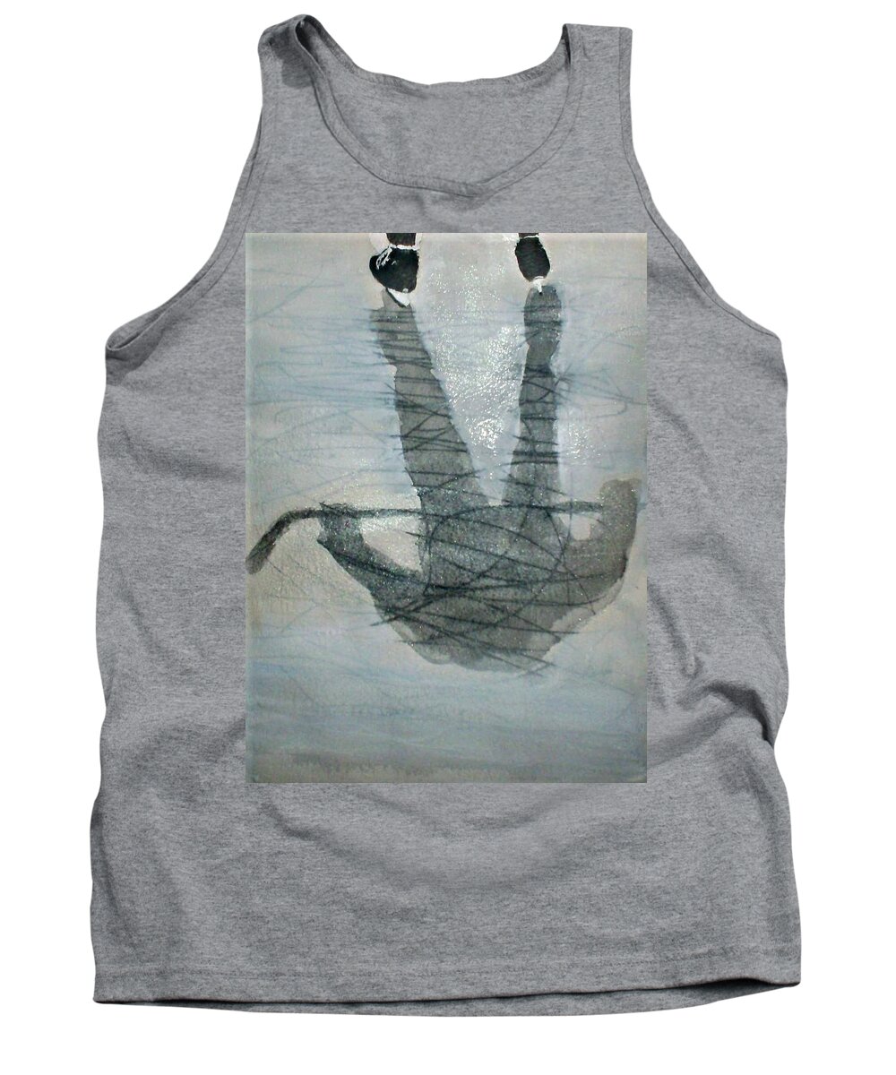 Pond Hockey Painting Tank Top featuring the painting Shinny Shilouette WC by Desmond Raymond