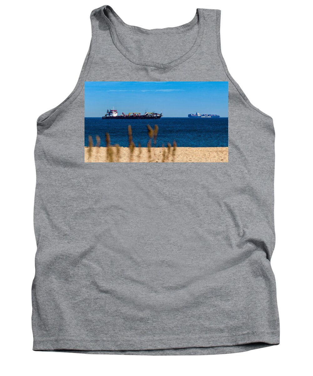 32 Bit Tank Top featuring the photograph Ships passing Sandy Hook by SAURAVphoto Online Store