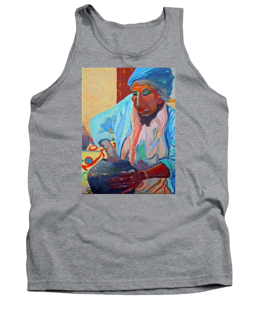 Human Figure Tank Top featuring the painting Sky City - Marie by Francine Frank