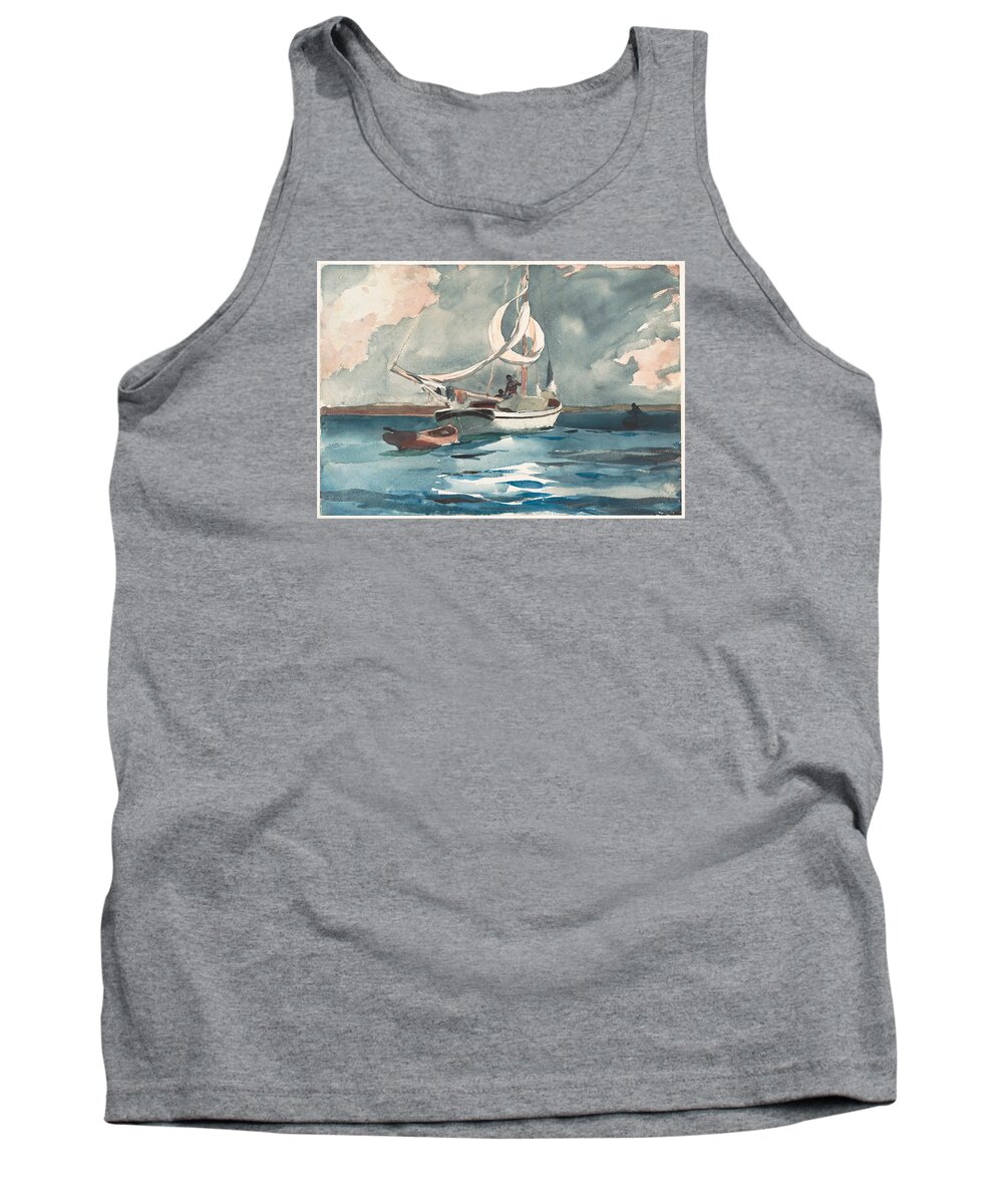 Winslow Homer Tank Top featuring the painting Sloop Nassau Bahamas by Celestial Images