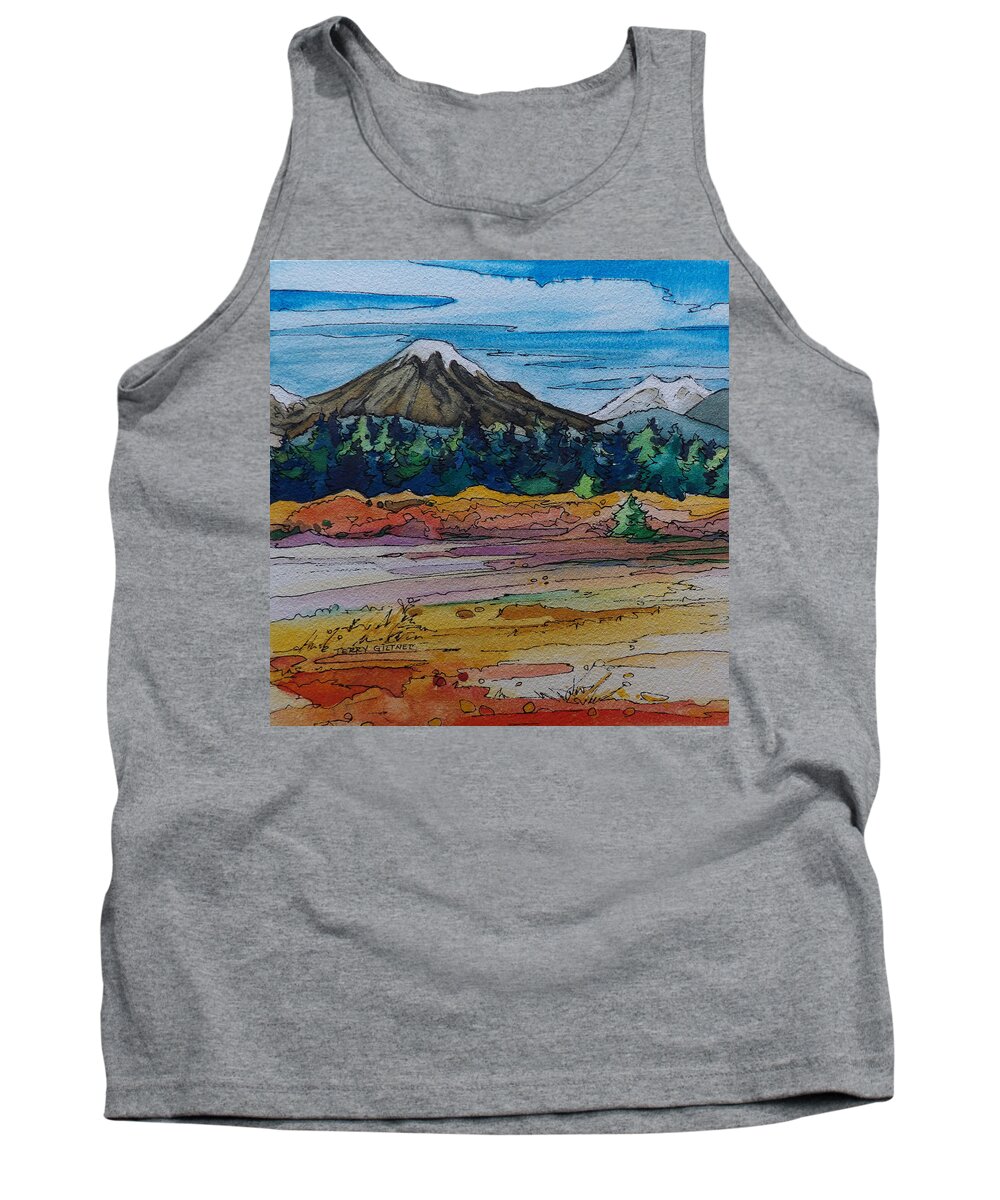 Deschutes County Tank Top featuring the painting Small Sunriver Scene by Terry Holliday