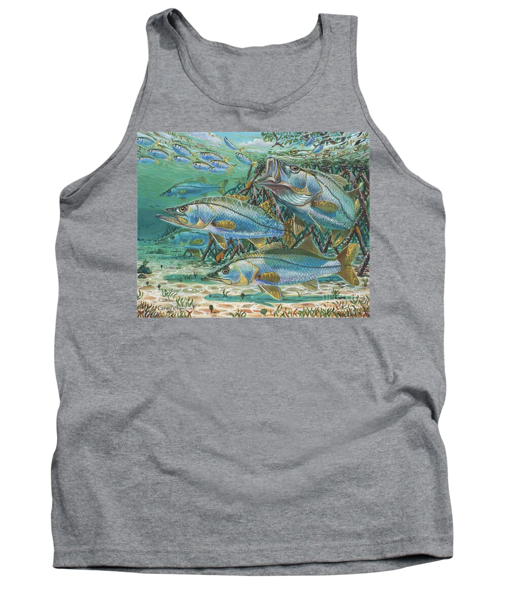 Snook Tank Top featuring the painting Snook attack In0014 by Carey Chen