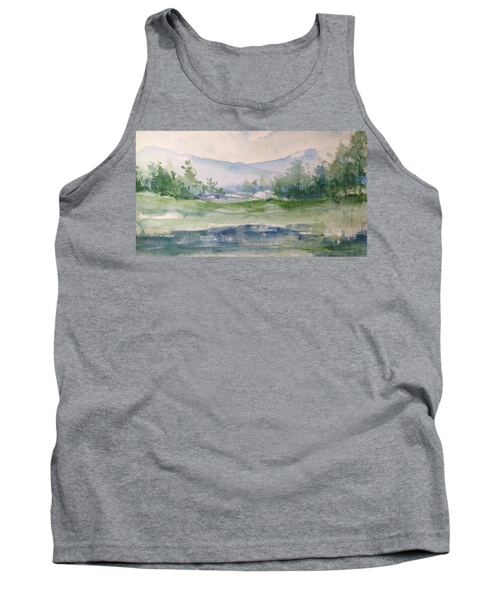Landscape Tank Top featuring the painting Snow Mountain by Robin Miller-Bookhout