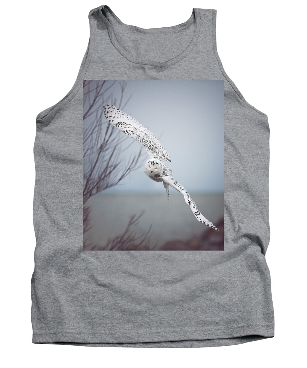 #faatoppicks Tank Top featuring the photograph Snowy Owl In Flight by Carrie Ann Grippo-Pike