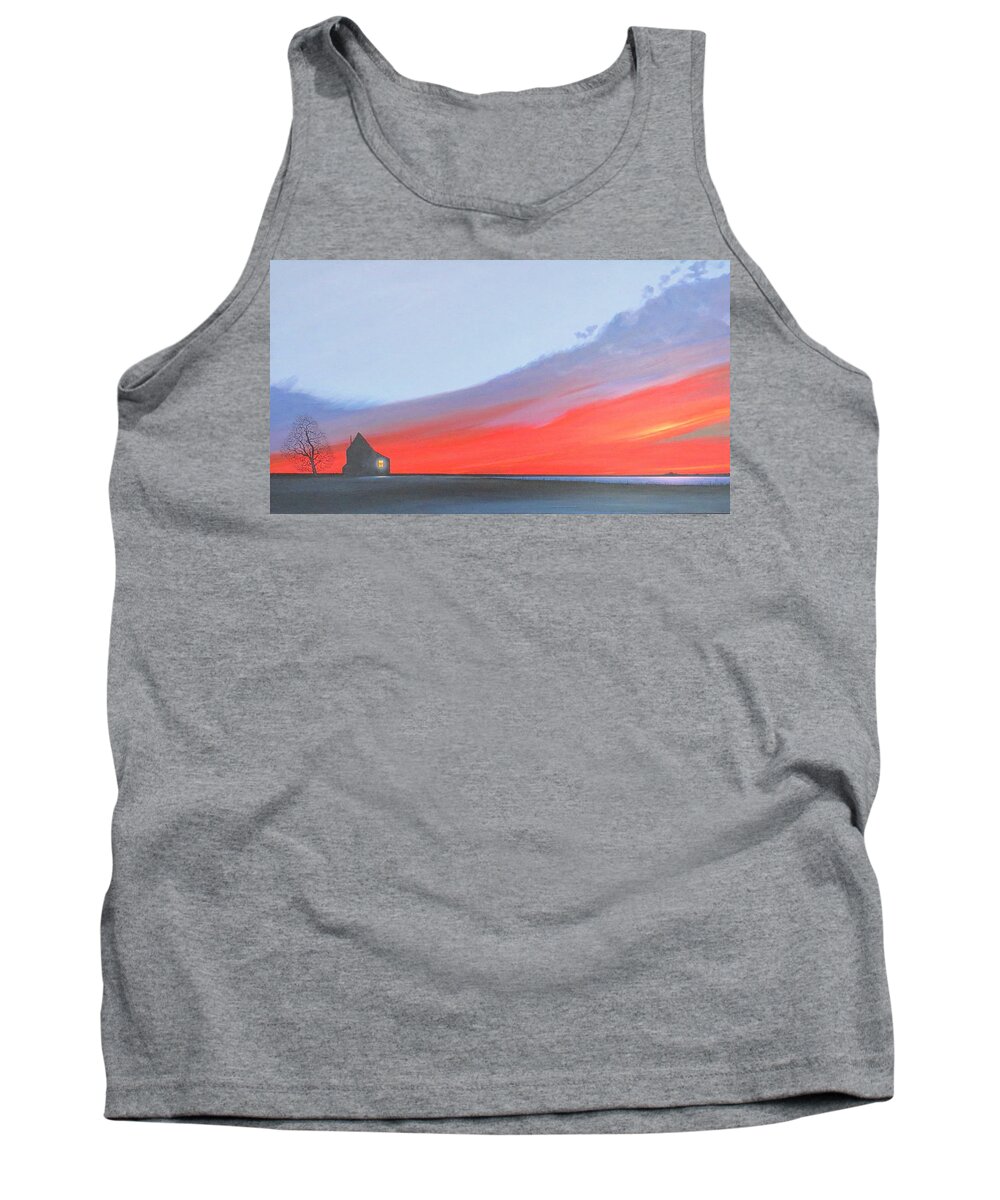 Sunset Tank Top featuring the painting Solitude by Hunter Jay