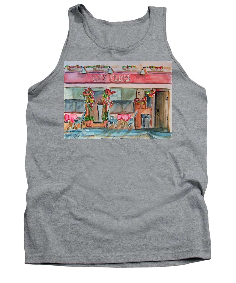 French Tank Top featuring the painting Someplace French by Elaine Duras