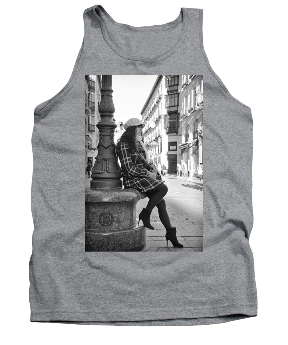 Girl Tank Top featuring the photograph Waiting in this Spanish street by Pablo Lopez