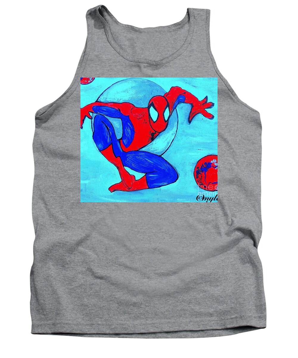 Spider-man Tank Top featuring the painting Spider-Man by Saundra Myles