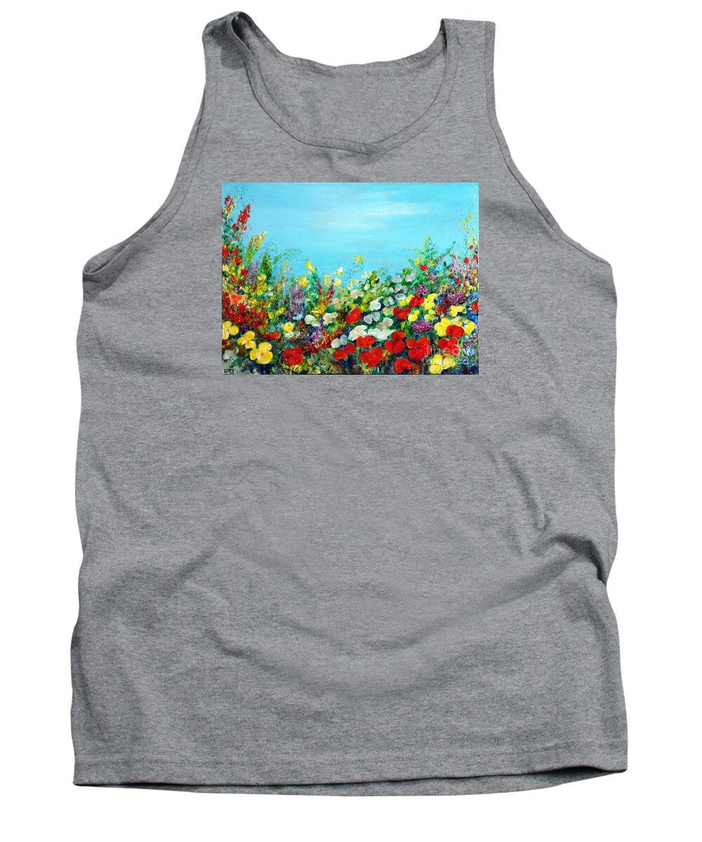 Spring Tank Top featuring the painting Spring In The Garden by Teresa Wegrzyn