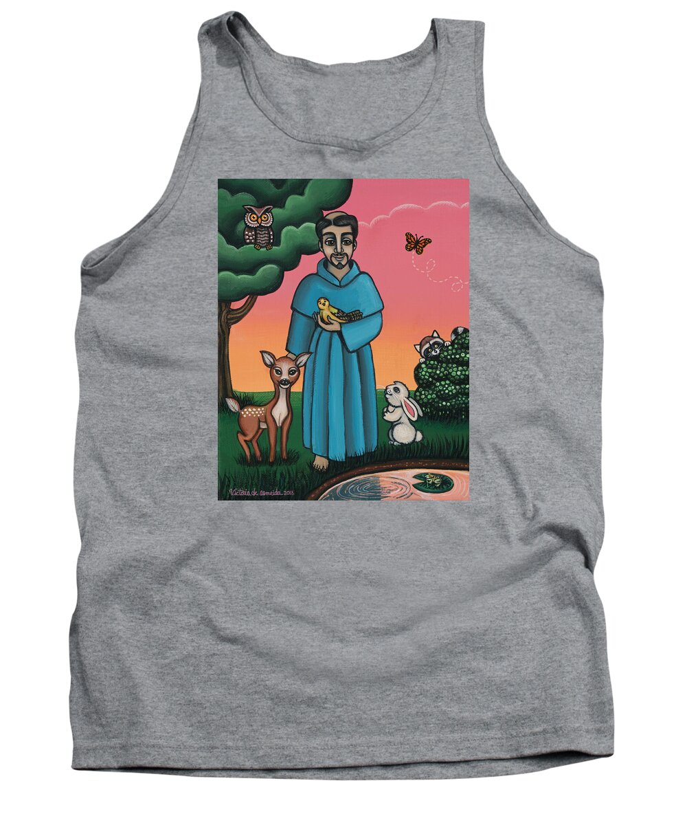 St. Francis Tank Top featuring the painting St. Francis Animal Saint by Victoria De Almeida