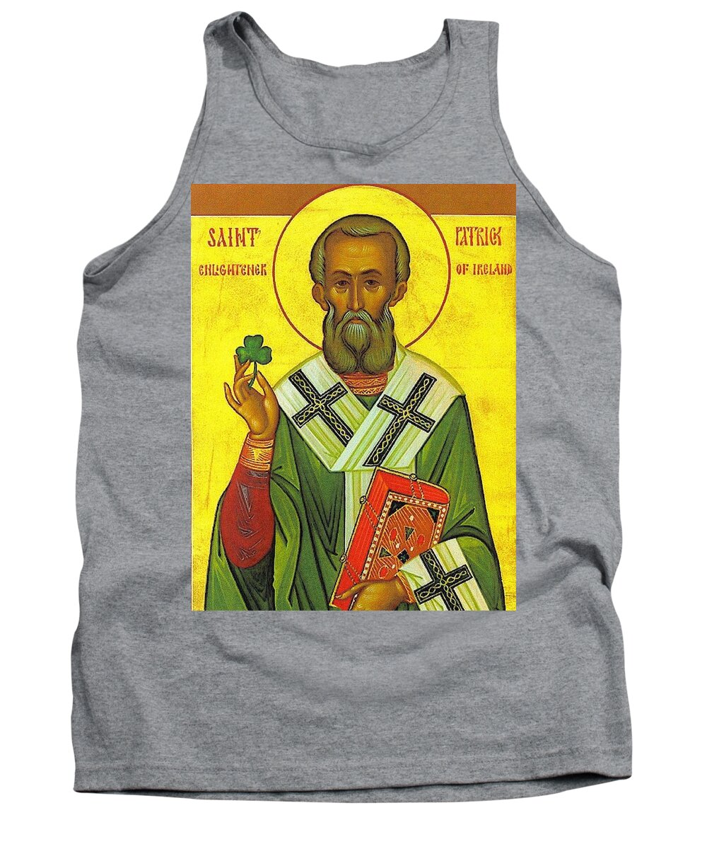 Patrick Tank Top featuring the painting St Patrick And The Shamrock by Pam Neilands