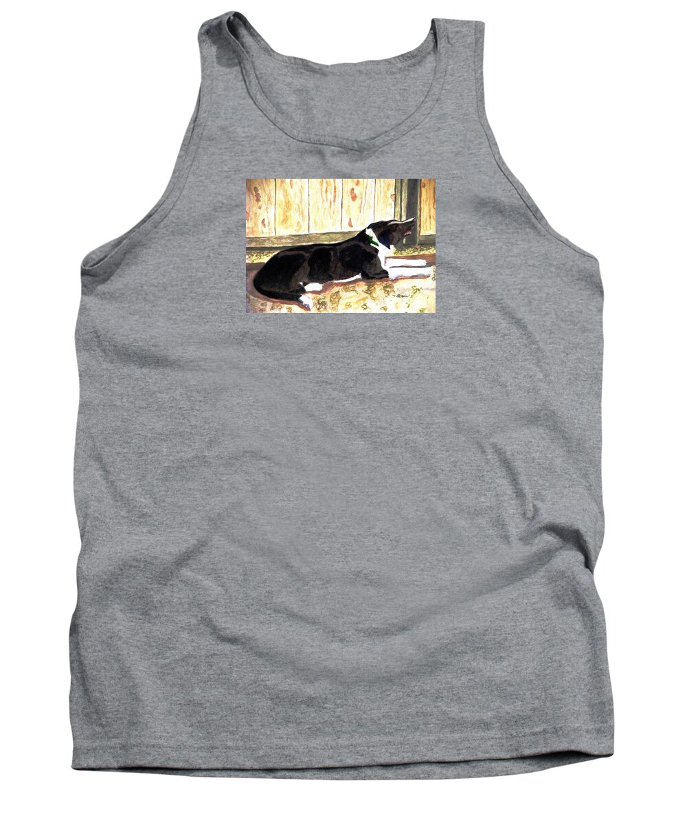 Border Collie Tank Top featuring the painting Stable Duty by Angela Davies