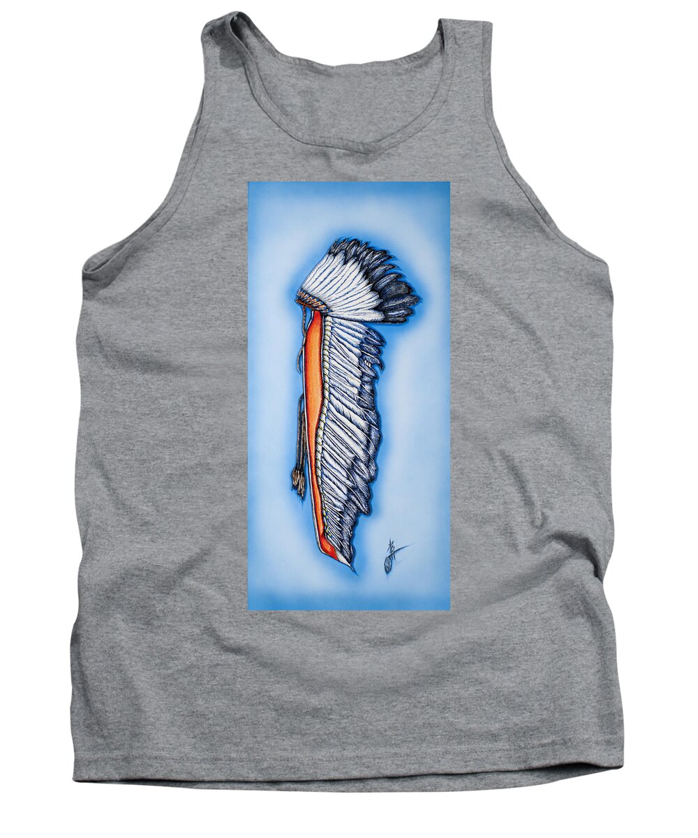 Native America Tank Top featuring the mixed media Standing Honor by Kem Himelright