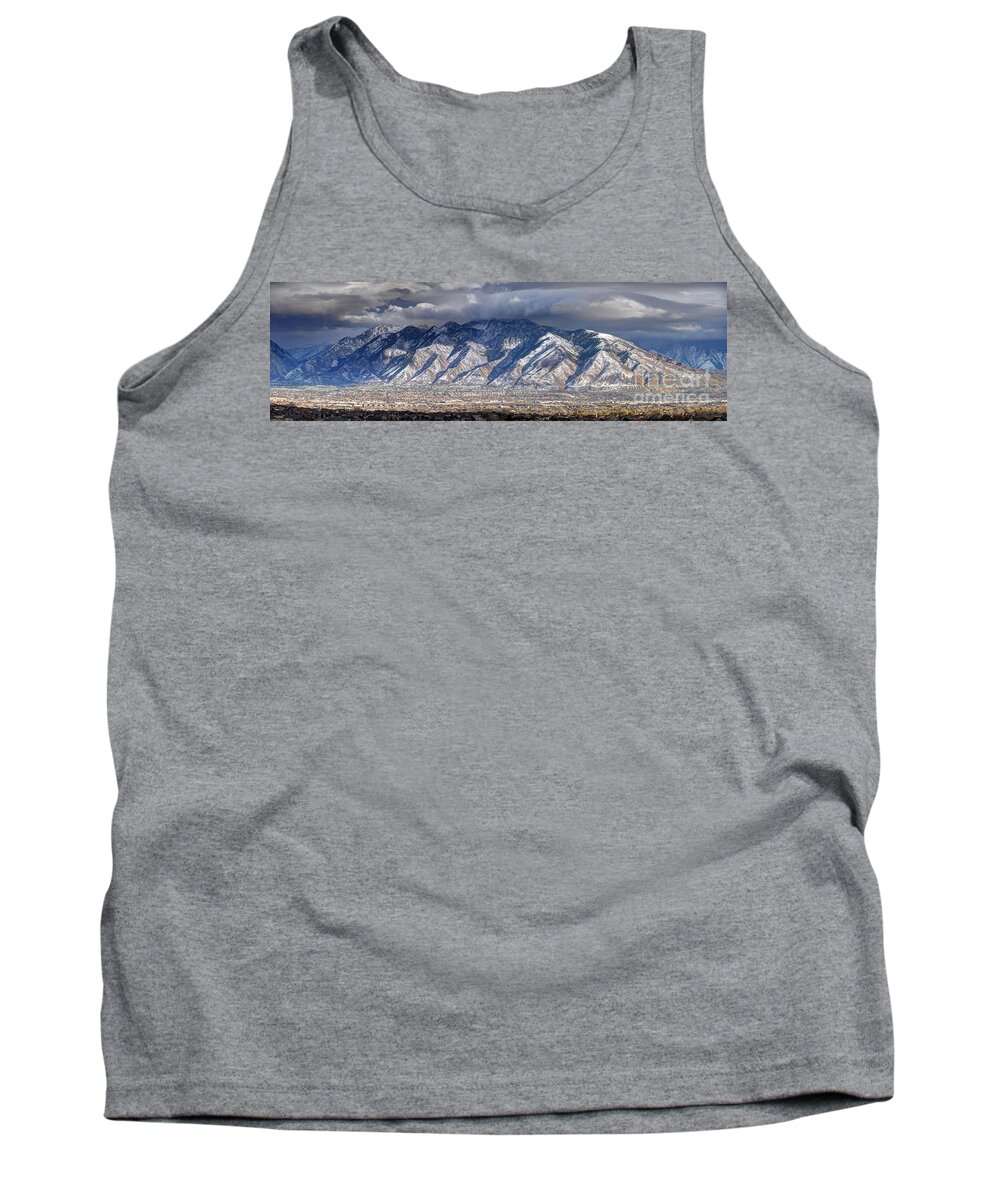 Storm Tank Top featuring the photograph Storm Front Passes over the Wasatch Mountains and Salt Lake Valley - Utah by Gary Whitton