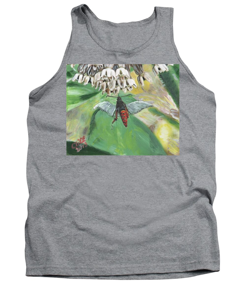Flowers Tank Top featuring the painting Strange Bug at Flowers by Cliff Wilson