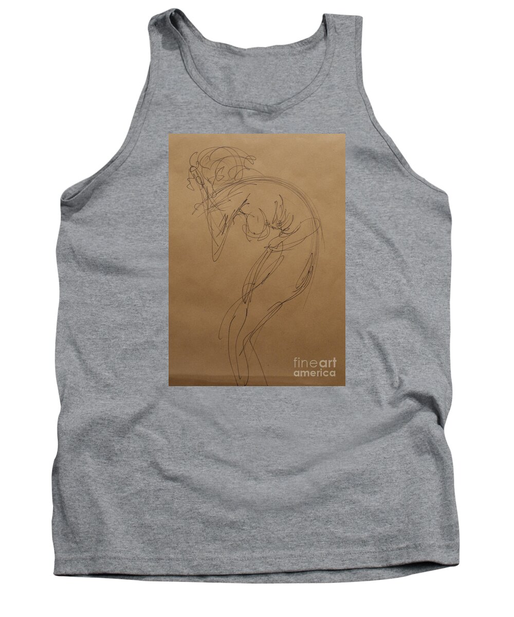 Nude Expressive Drawing In Ink Tank Top featuring the painting Stress by Heather Hennick