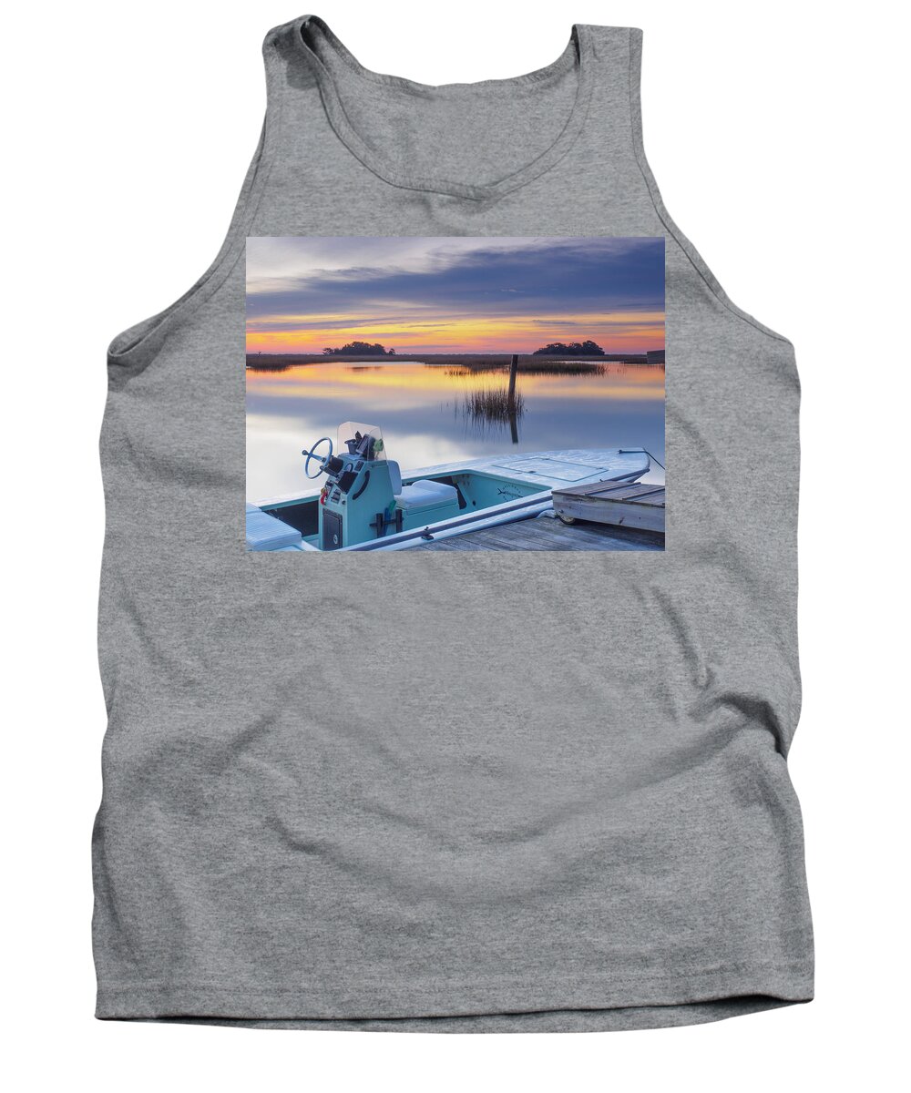 Sunrise Tank Top featuring the photograph Sunrise Art Photograph - Hells Bay Marquesa Boat By Jo Ann Tomaselli by Jo Ann Tomaselli