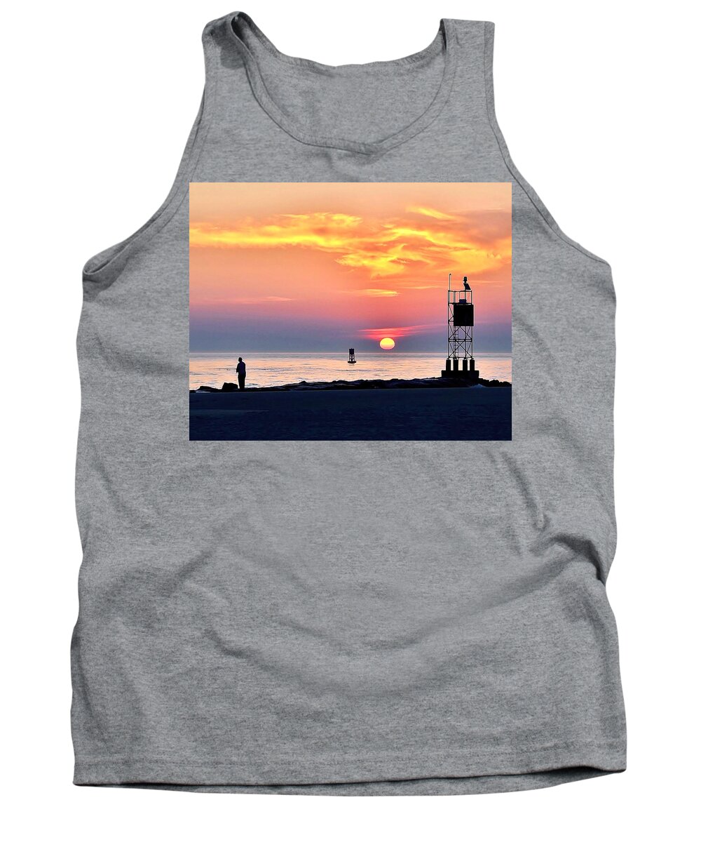 Sunrise Tank Top featuring the photograph Sunrise at Indian River Inlet by Kim Bemis