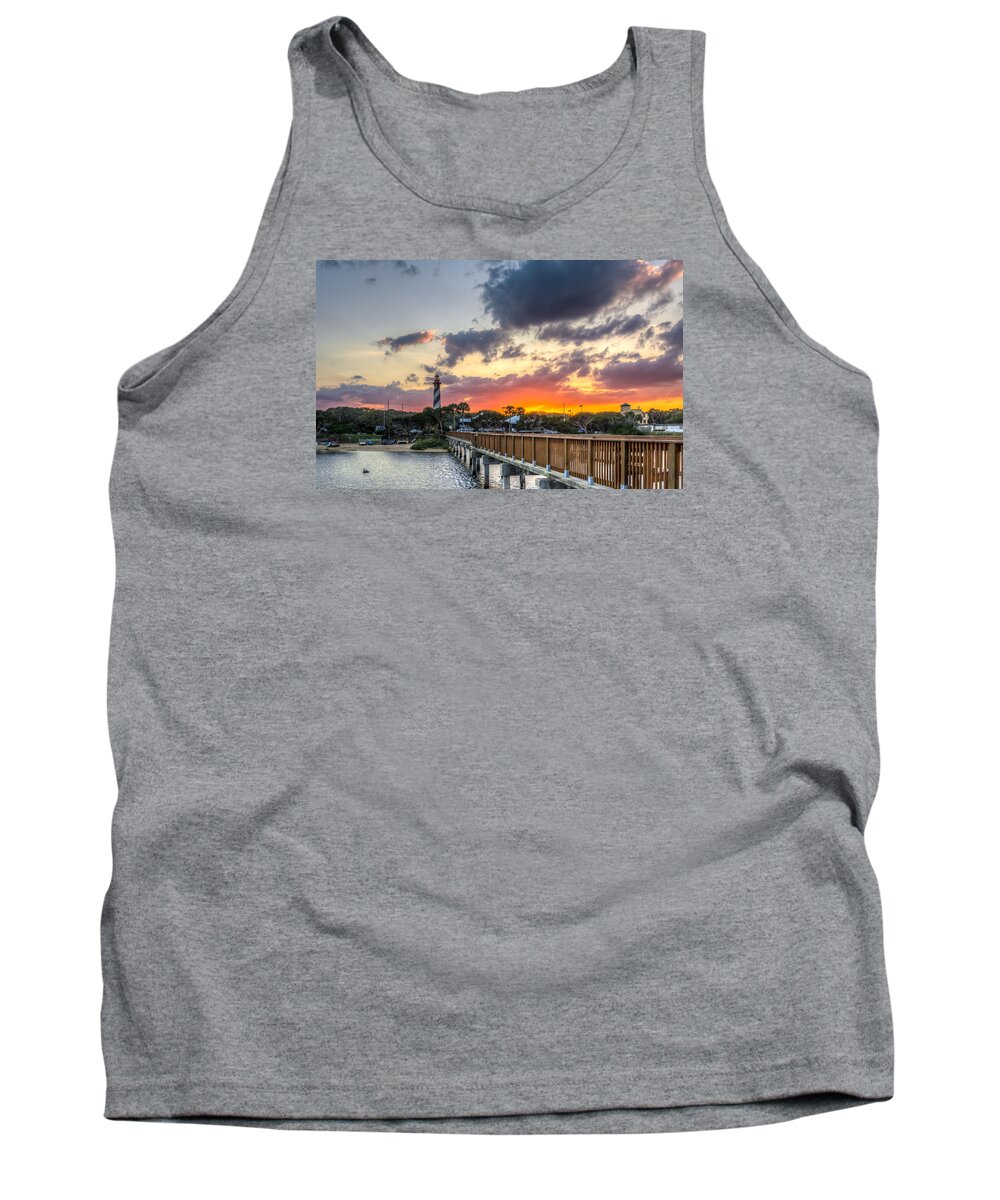 America Tank Top featuring the photograph Sunset at Anastasia Lighthouse by Traveler's Pics