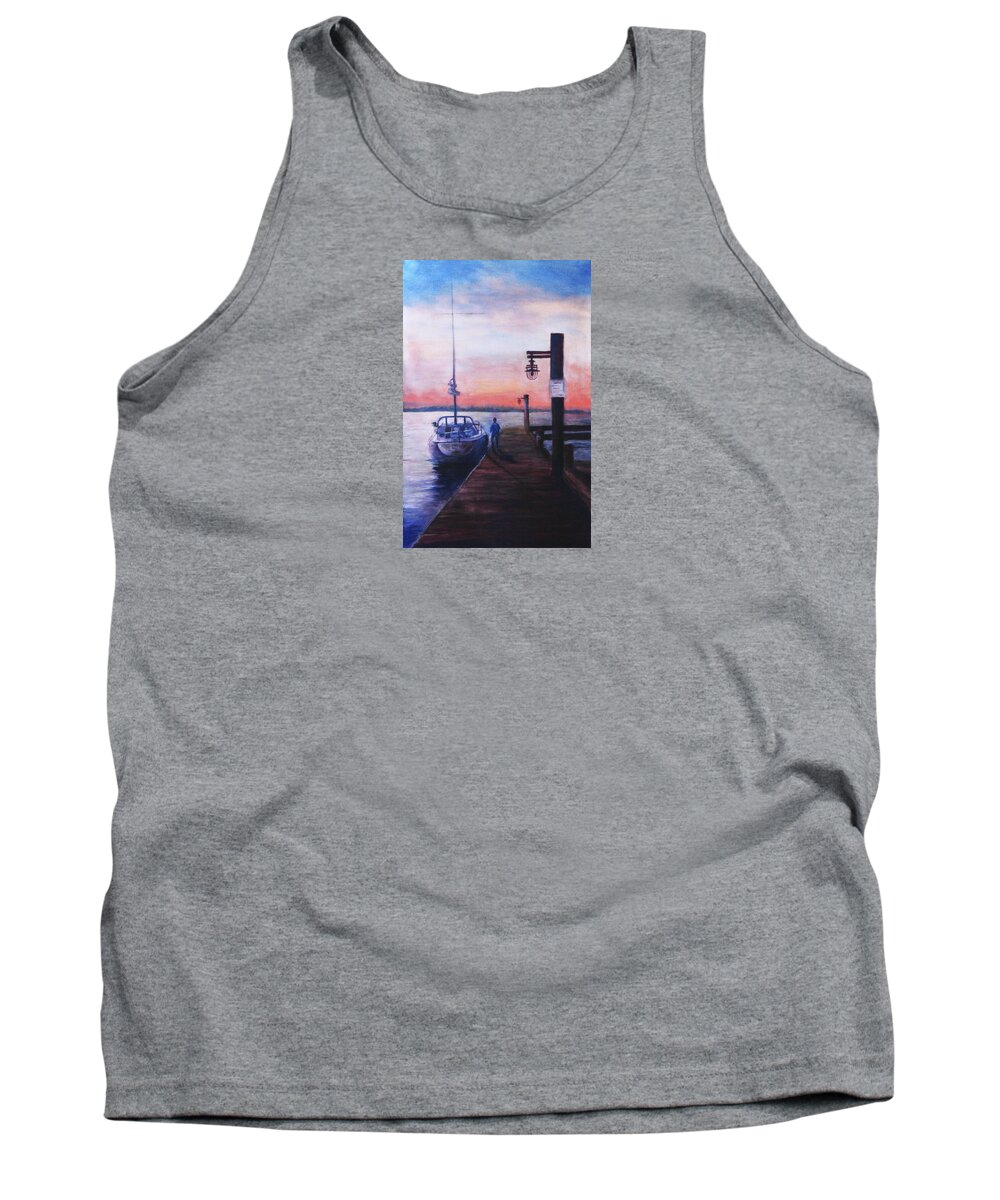 Watercolor Tank Top featuring the painting Sunset at Rocky Point by Sher Nasser