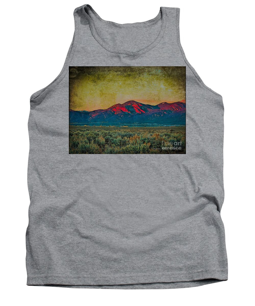 Santa Tank Top featuring the mixed media Sunset by Charles Muhle