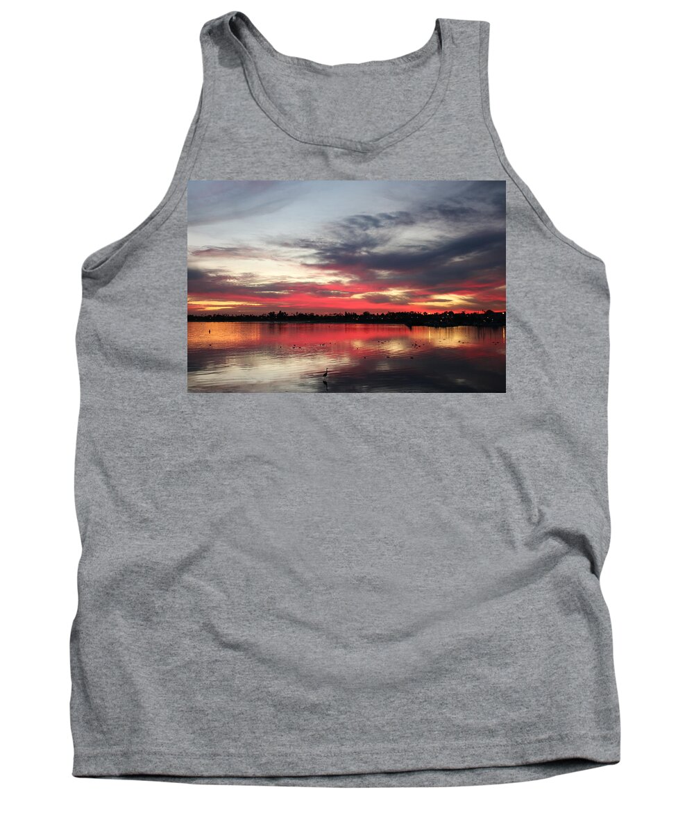 Sunset Tank Top featuring the photograph Sunset Over Mission Bay by Christy Pooschke