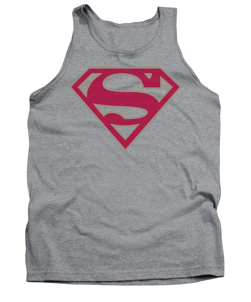 Superman Tank Top featuring the digital art Superman - Crimson And Gray Shield by Brand A
