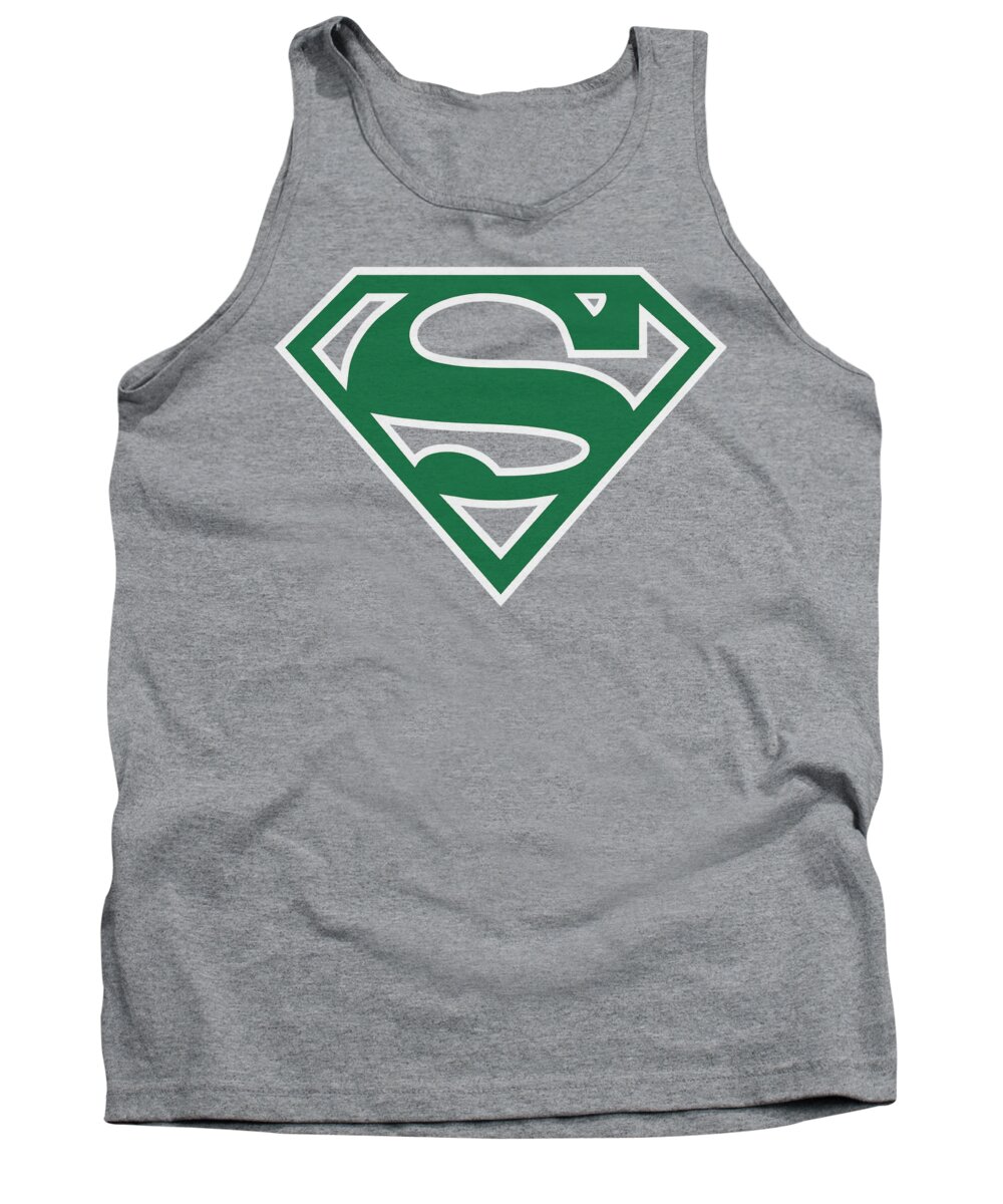 Superman Tank Top featuring the digital art Superman - Green And White Shield by Brand A