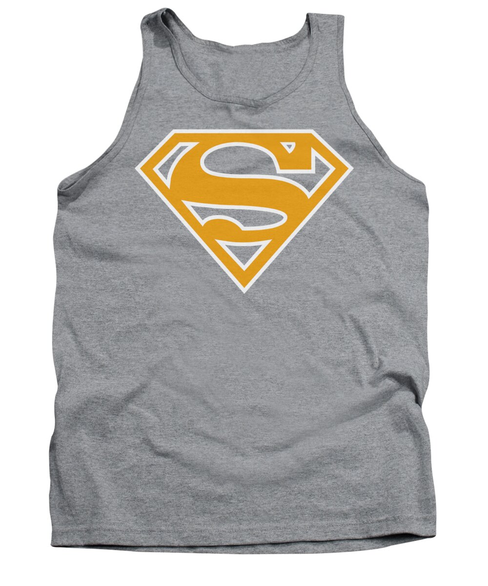 Superman Tank Top featuring the digital art Superman - Lt Orange And White Shield by Brand A
