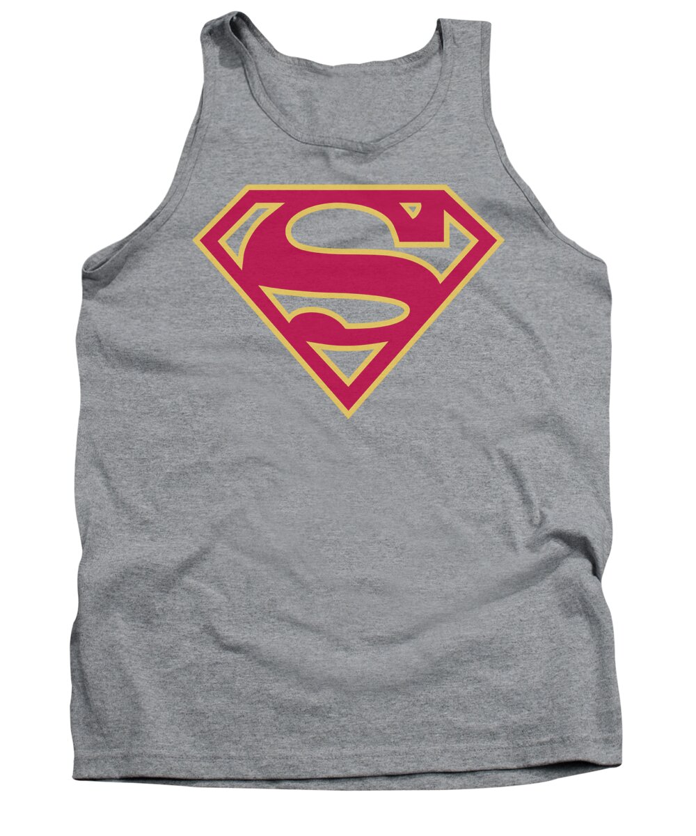 Superman Tank Top featuring the digital art Superman - Red And Gold Shield by Brand A