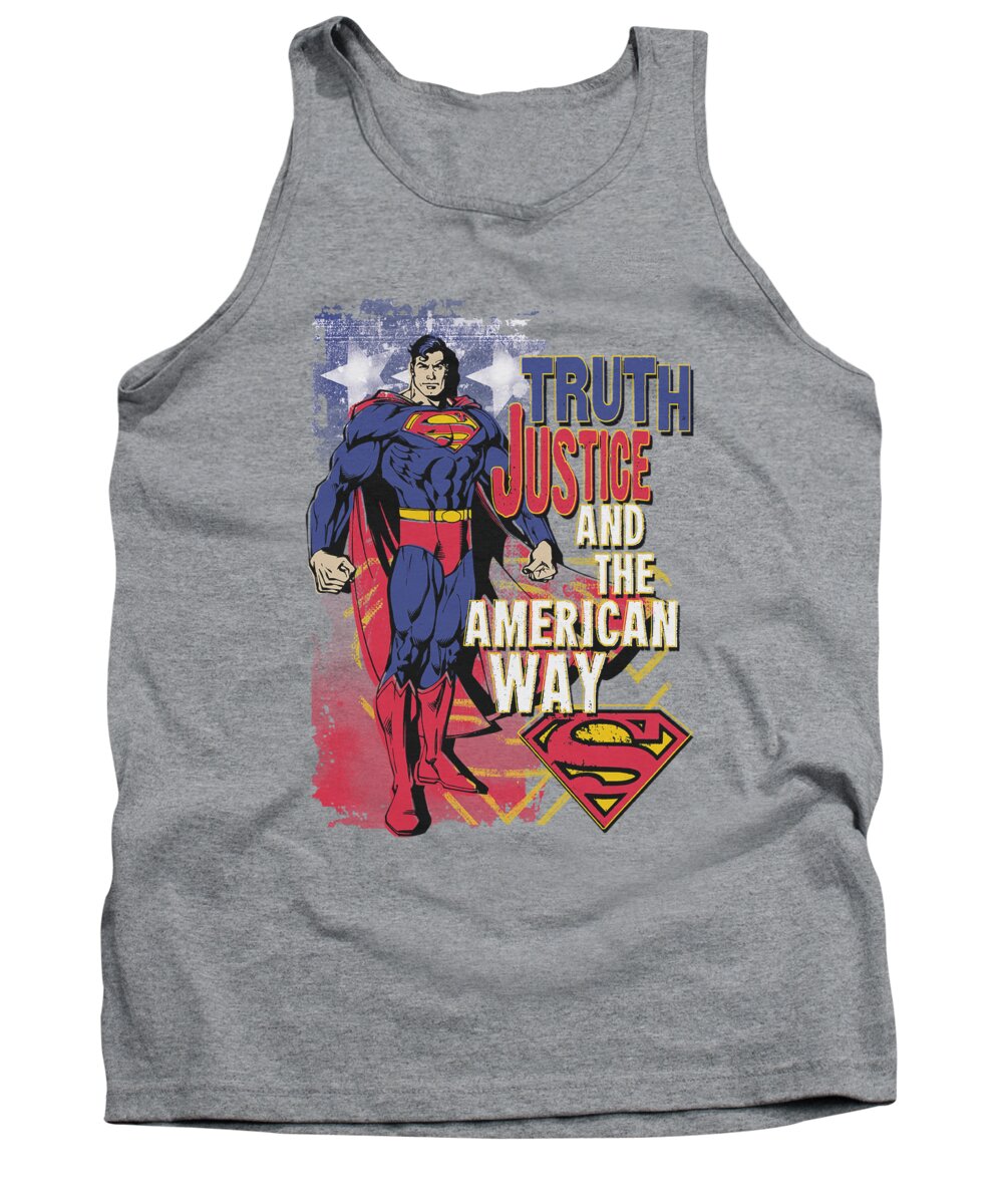 Superman Tank Top featuring the digital art Superman - Truth Justice by Brand A