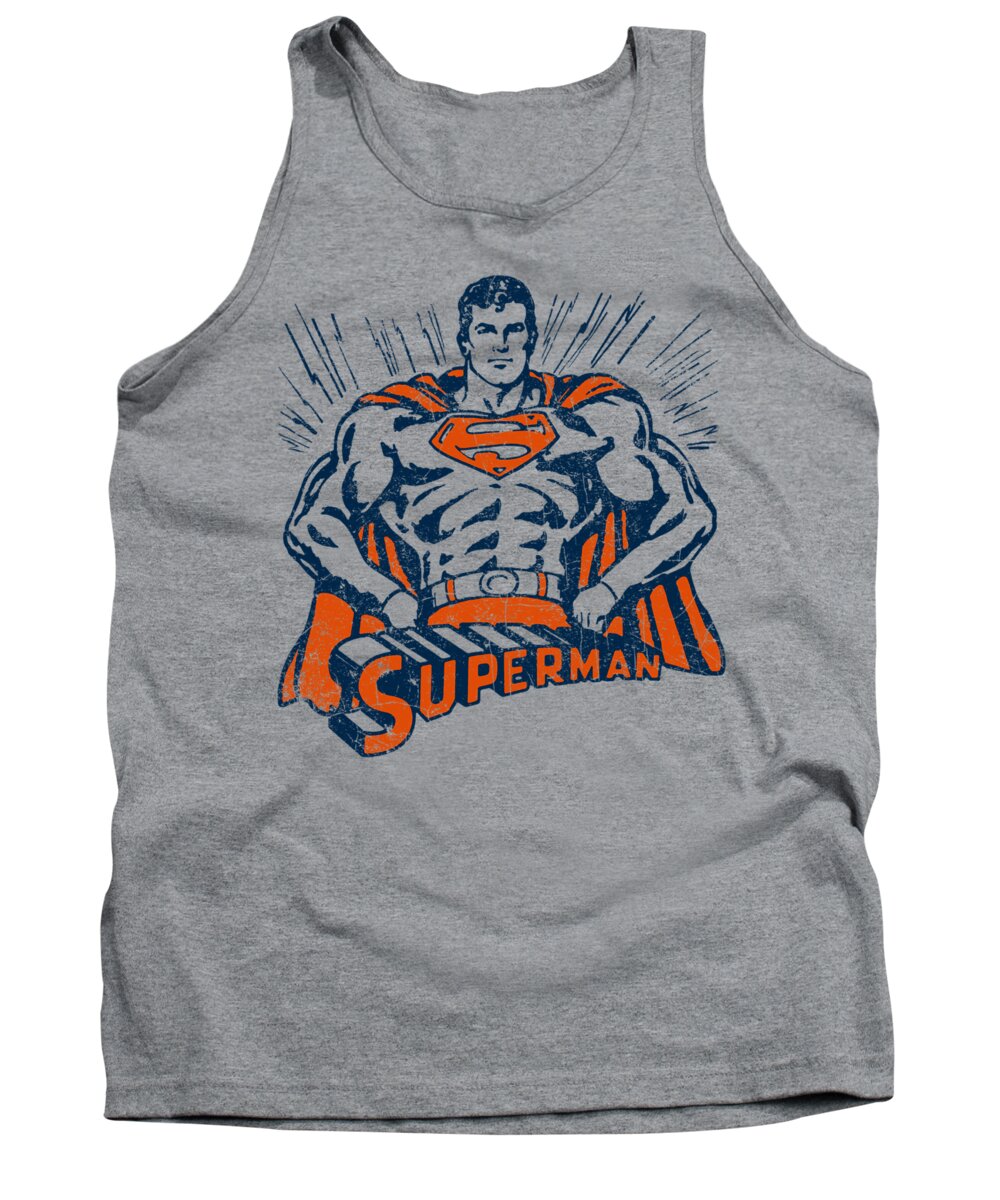  Tank Top featuring the digital art Superman - Vintage Stance by Brand A