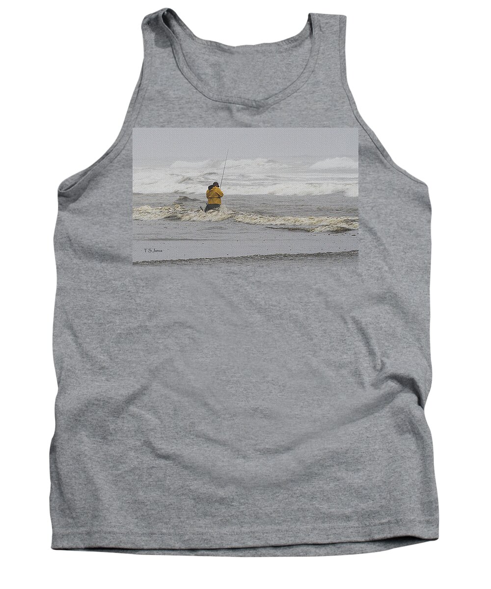 Surf Fishing Enthusiast Tank Top featuring the photograph Surf Fishing Enthusiast by Tom Janca