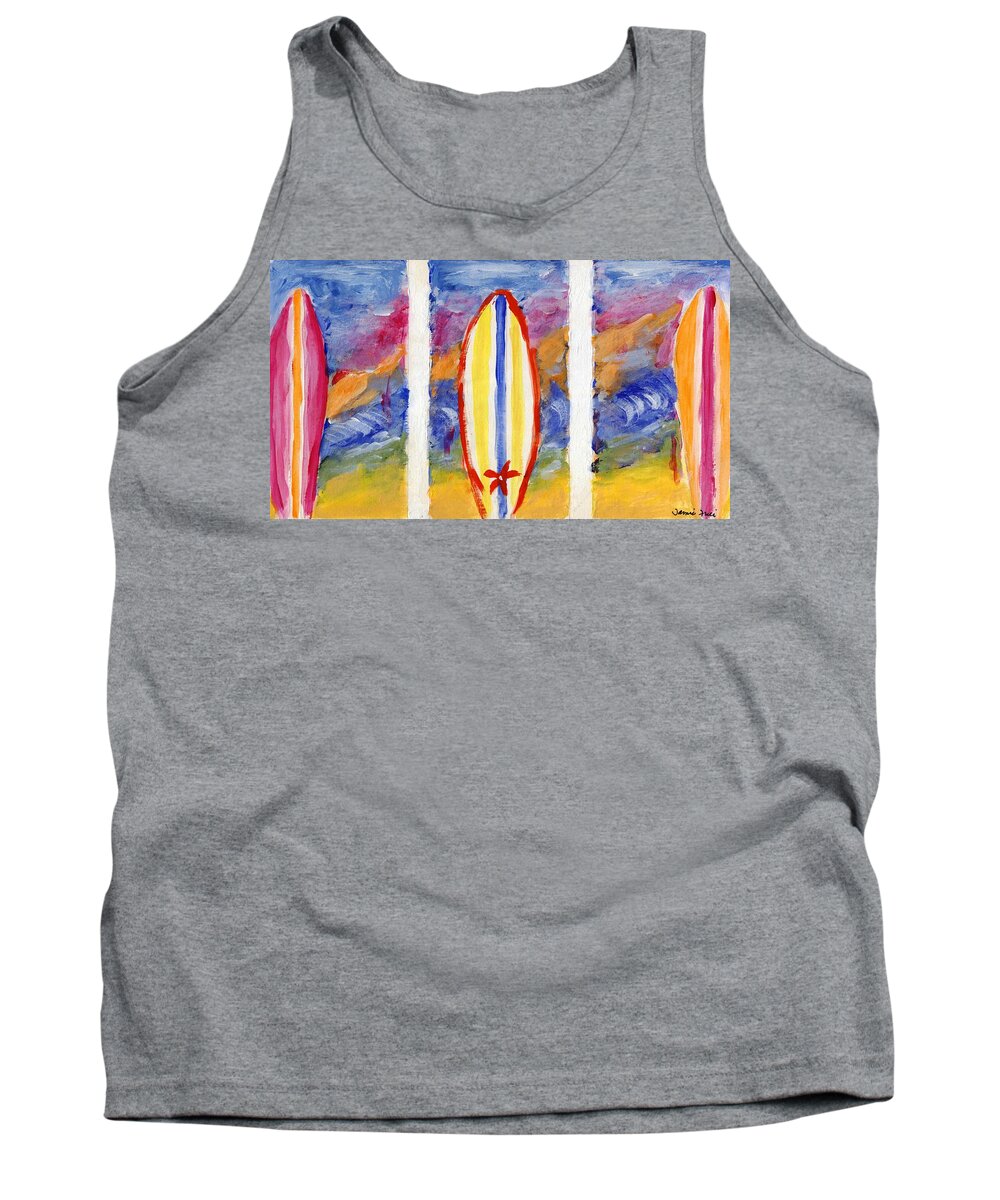 Surf Tank Top featuring the painting Surfboards 1 by Jamie Frier