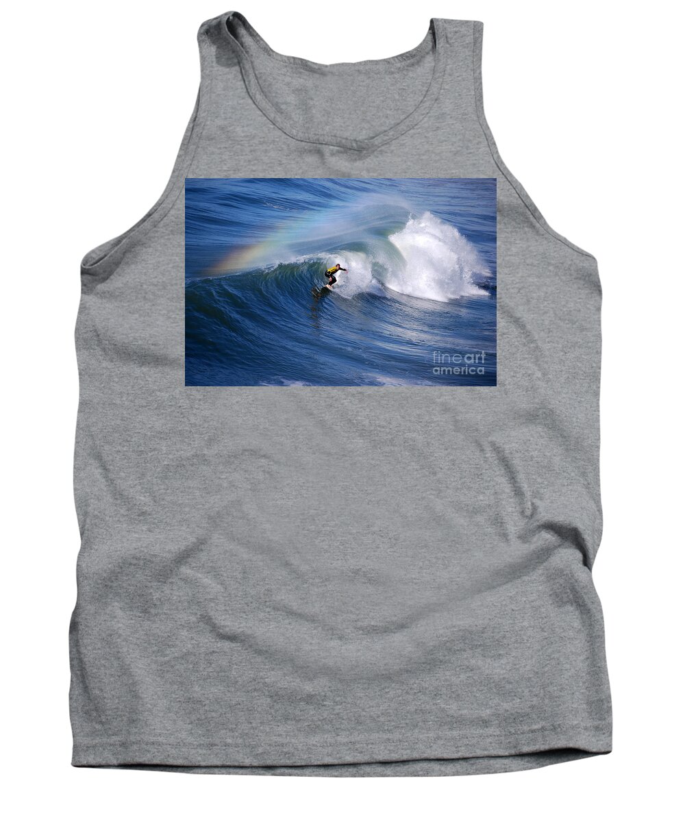 Rainbow Tank Top featuring the photograph Surfing Under a Rainbow by Catherine Sherman