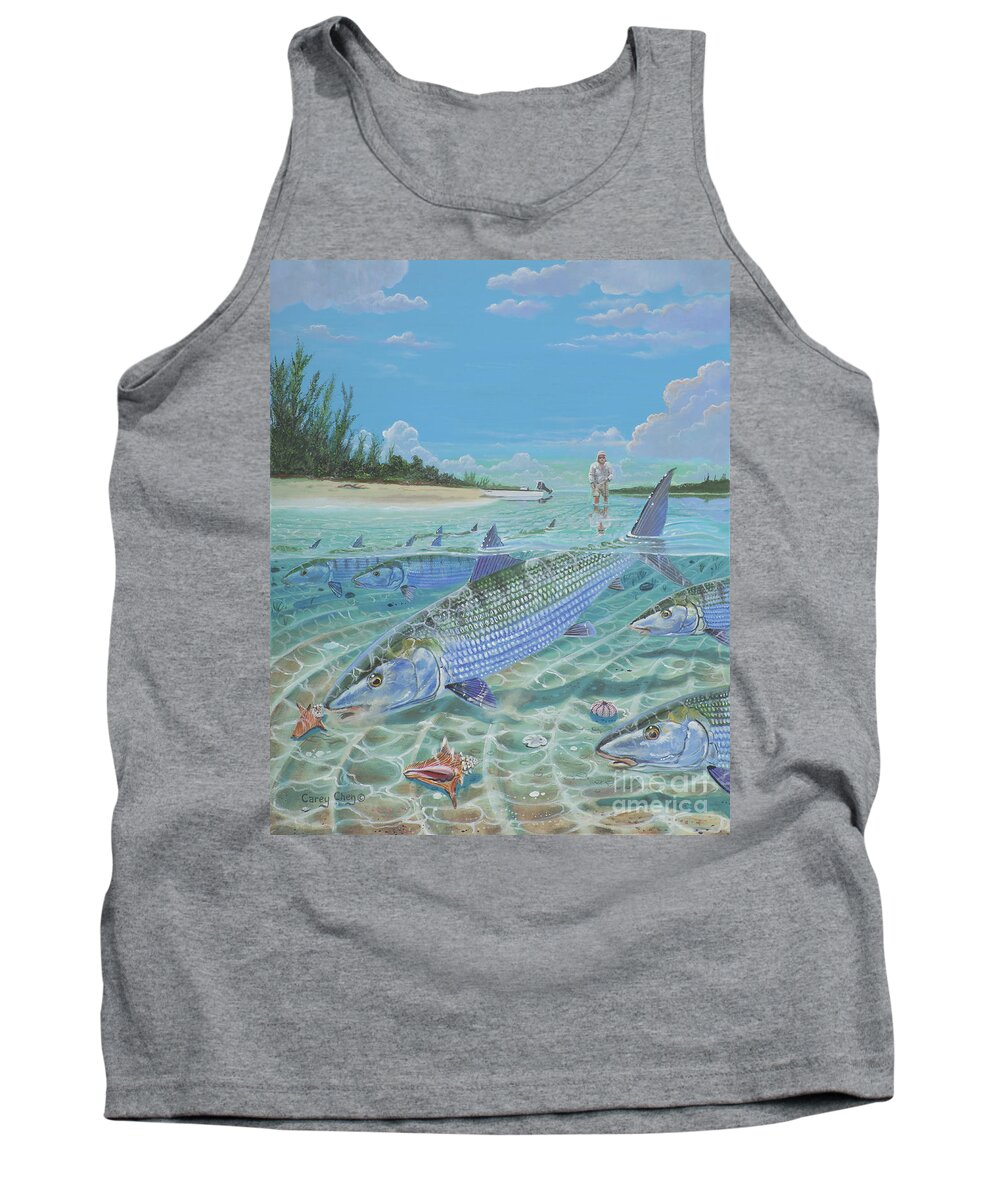 Bonefish Tank Top featuring the painting Tailing Bonefish In003 by Carey Chen