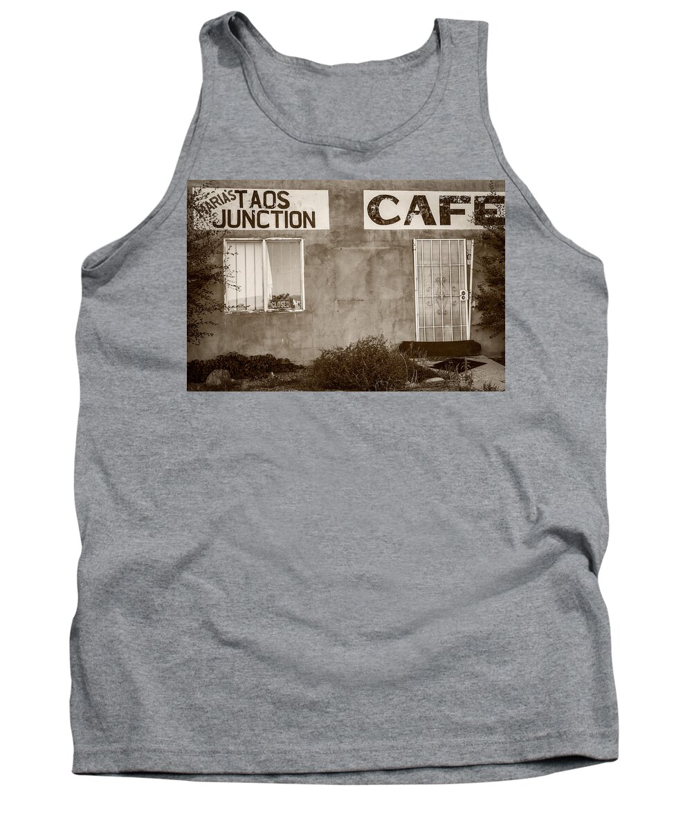 Steven Bateson Tank Top featuring the photograph Taos Junction Cafe by Steven Bateson