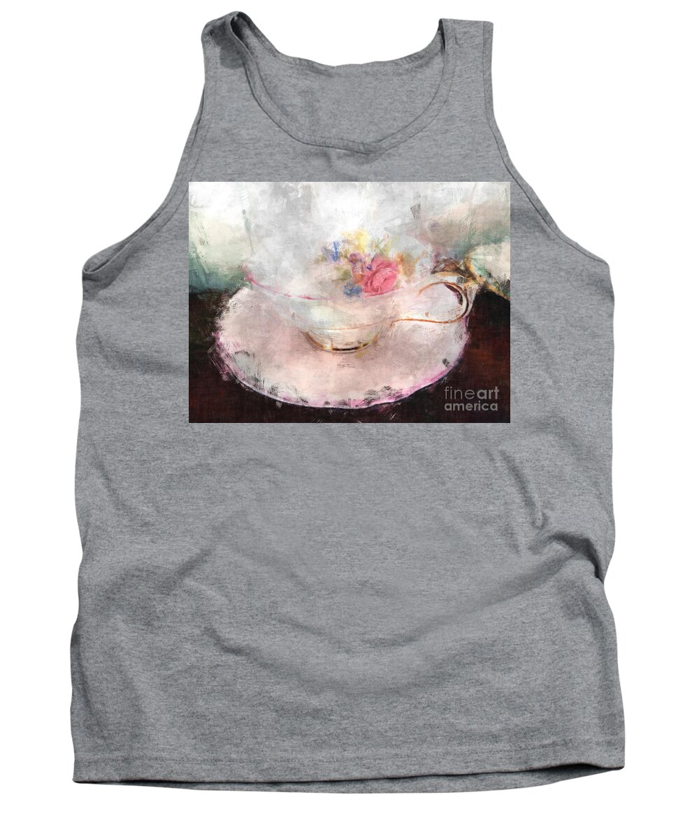 Teacup Tank Top featuring the painting Tea Time by Claire Bull