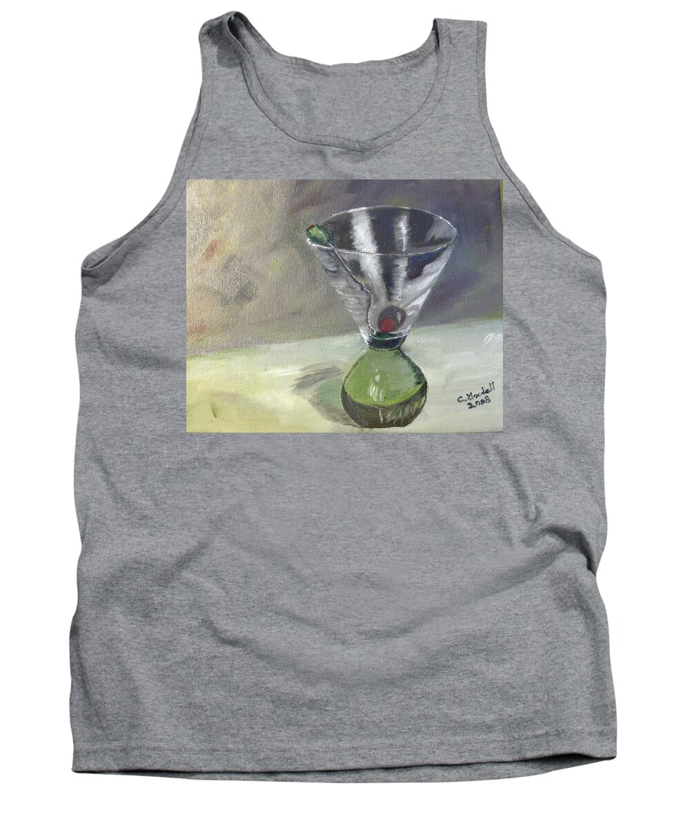 Glass Tank Top featuring the painting Tee Many Martoonies by Claudia Goodell