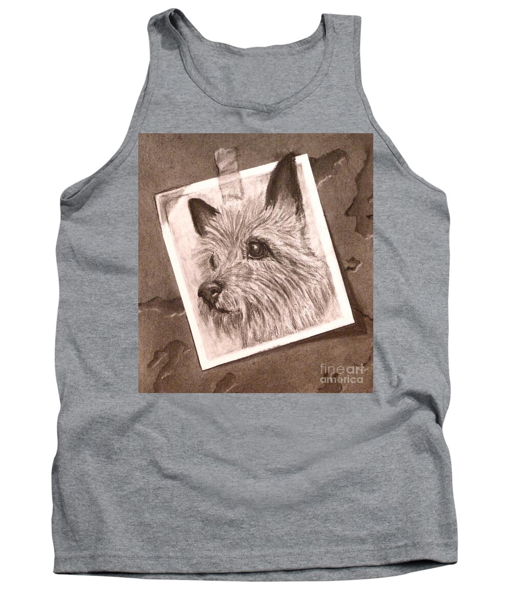 Cairn Terrier Tank Top featuring the drawing Terrier as Optical Illusion by Susan A Becker