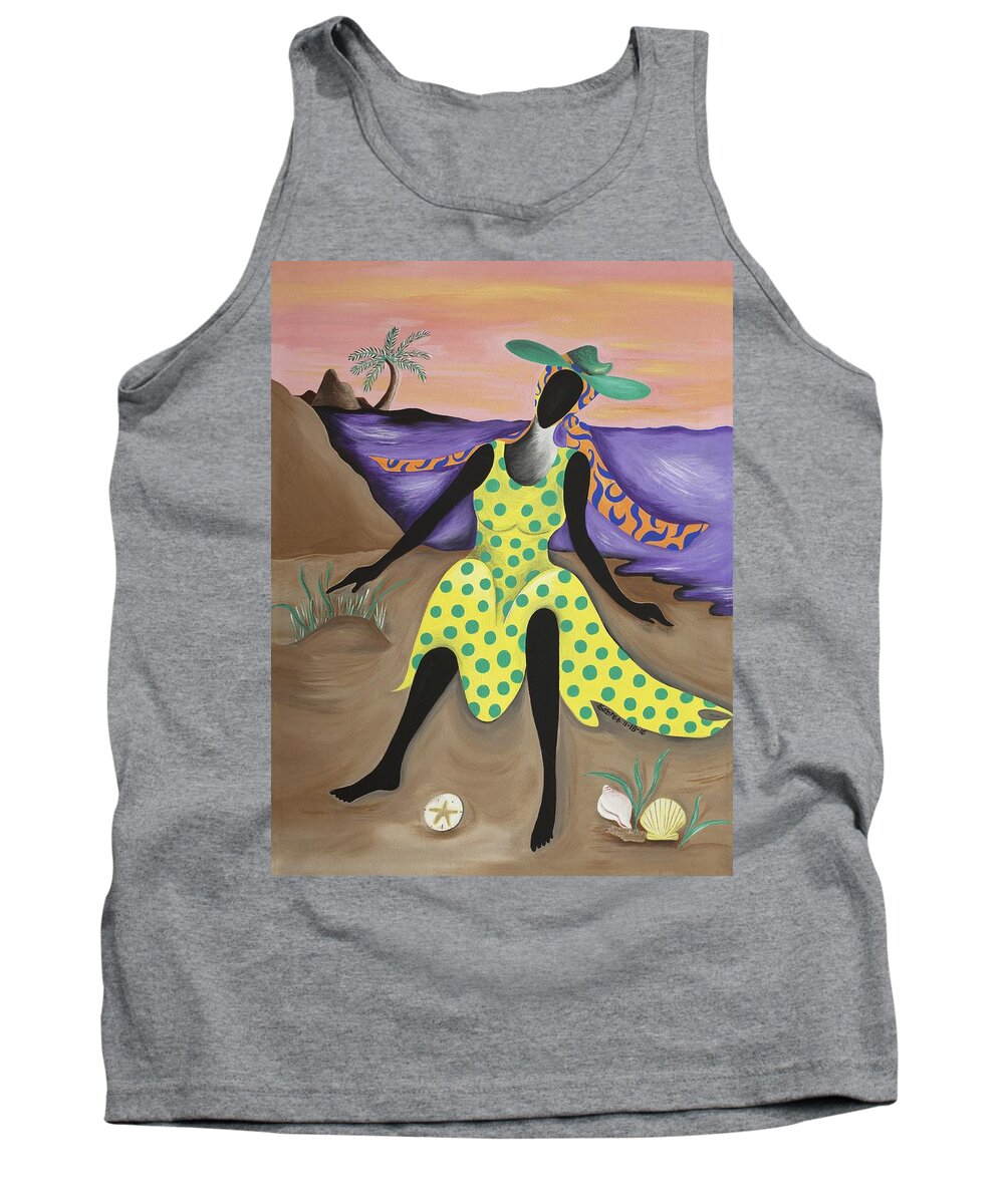 Black Art Tank Top featuring the painting Test the Waters by Patricia Sabreee