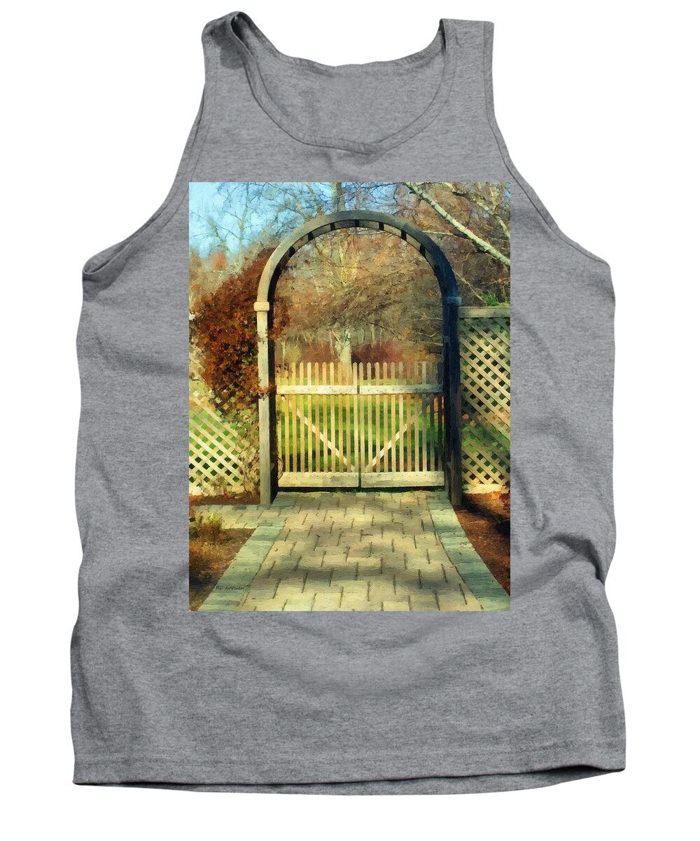 Landscape Tank Top featuring the painting The Birch Wood Beyond the Gate by RC DeWinter