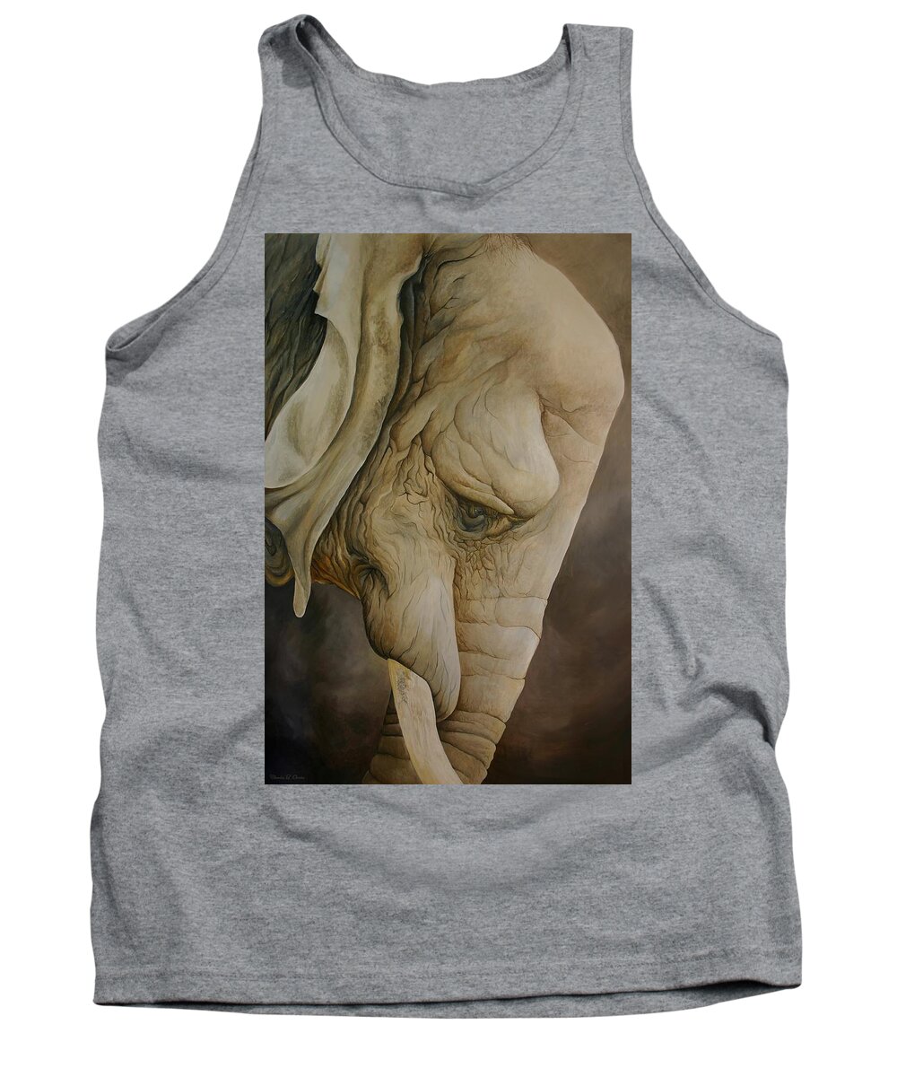 Elephant Tank Top featuring the painting The Elder by Charles Owens